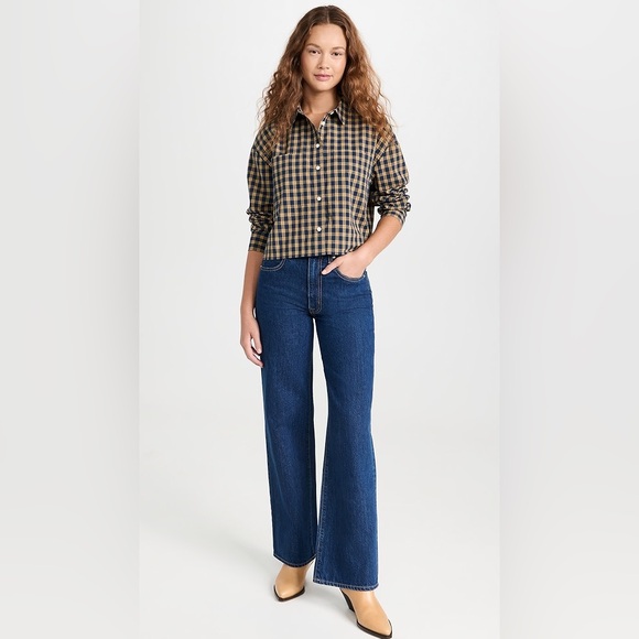 Madewell The Signature Poplin Crop Shirt in Plaid Classic Indigo - Picture 5 of 11